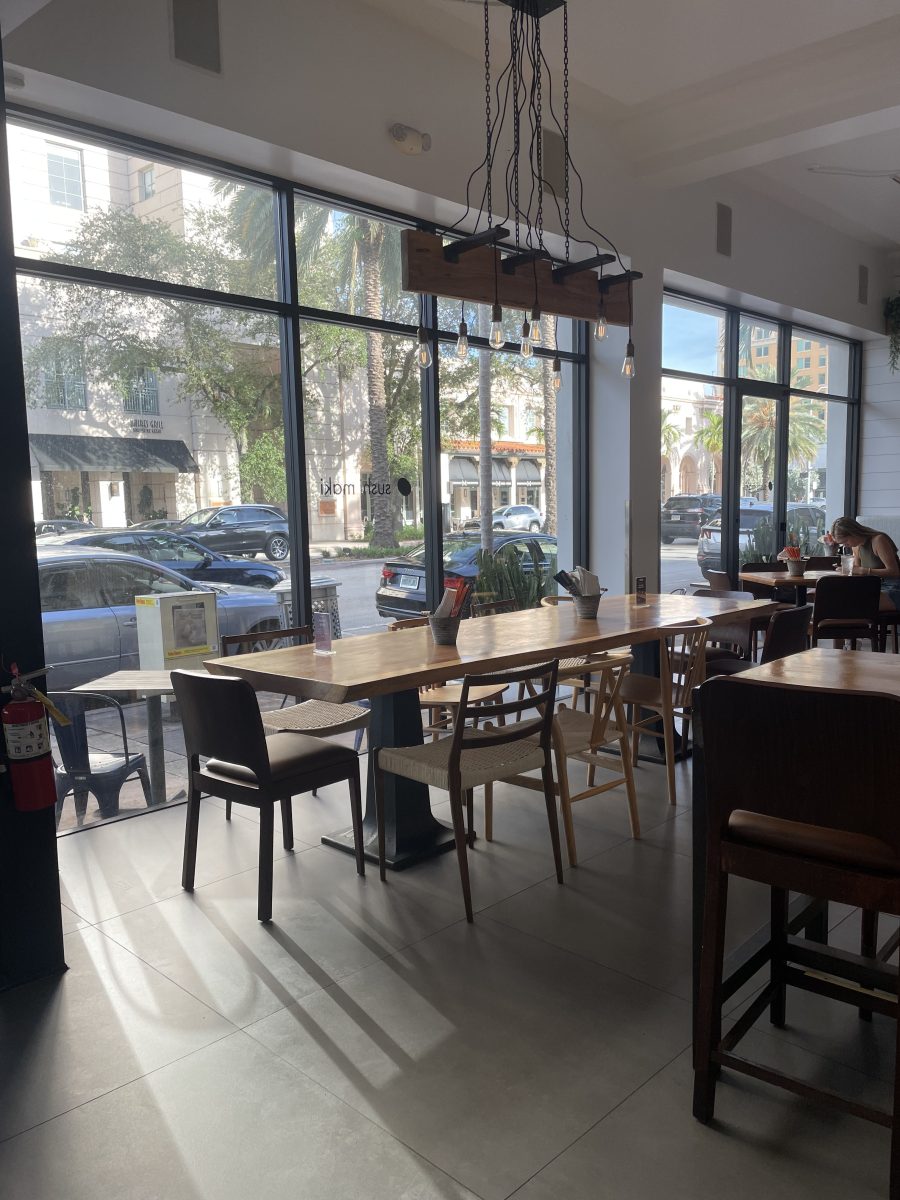 Students can sit inside, in large groups or small– great dining guaranteed no matter what. Located in Coral Gables, this Sushi Maki provides great lighting and spacious seating for great conversations. “It’s perfect for doing homework after school, junior Gabriela Butler said.